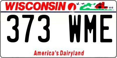 WI license plate 373WME