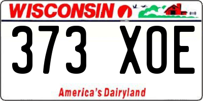 WI license plate 373XOE