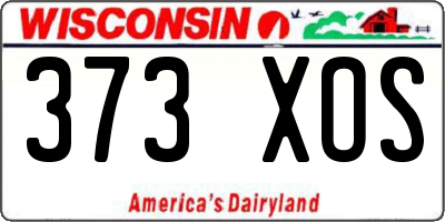 WI license plate 373XOS
