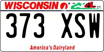 WI license plate 373XSW