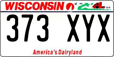 WI license plate 373XYX