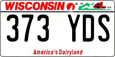 WI license plate 373YDS