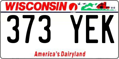 WI license plate 373YEK