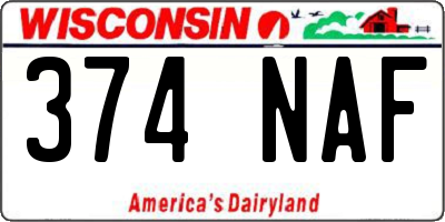 WI license plate 374NAF