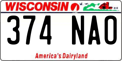 WI license plate 374NAO