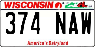 WI license plate 374NAW