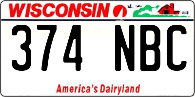 WI license plate 374NBC