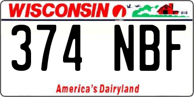WI license plate 374NBF