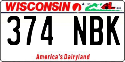 WI license plate 374NBK