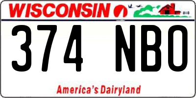 WI license plate 374NBO