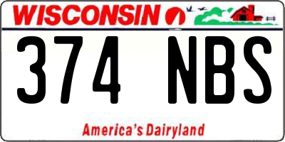WI license plate 374NBS