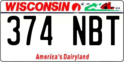 WI license plate 374NBT