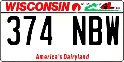 WI license plate 374NBW