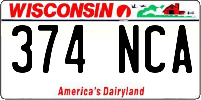 WI license plate 374NCA