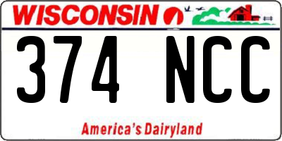 WI license plate 374NCC
