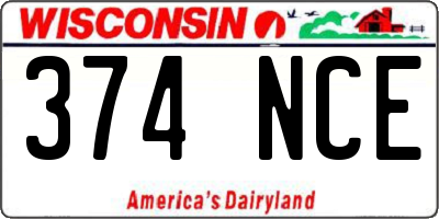 WI license plate 374NCE