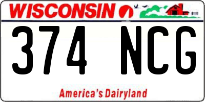 WI license plate 374NCG