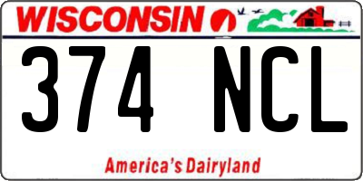 WI license plate 374NCL