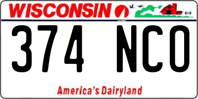 WI license plate 374NCO