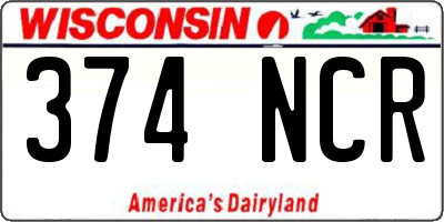 WI license plate 374NCR