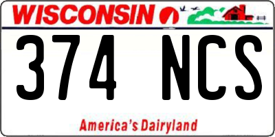 WI license plate 374NCS
