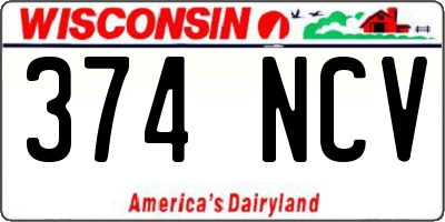 WI license plate 374NCV