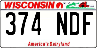 WI license plate 374NDF