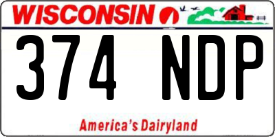 WI license plate 374NDP