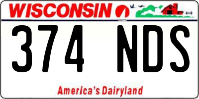 WI license plate 374NDS