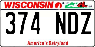 WI license plate 374NDZ