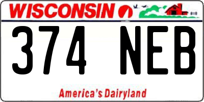 WI license plate 374NEB