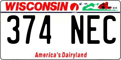 WI license plate 374NEC