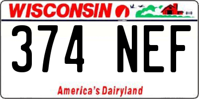 WI license plate 374NEF