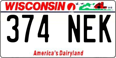 WI license plate 374NEK