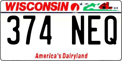 WI license plate 374NEQ