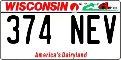 WI license plate 374NEV