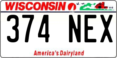 WI license plate 374NEX