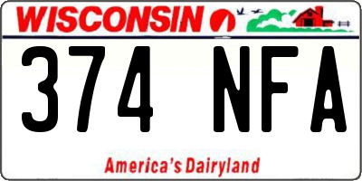 WI license plate 374NFA