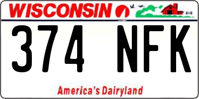 WI license plate 374NFK