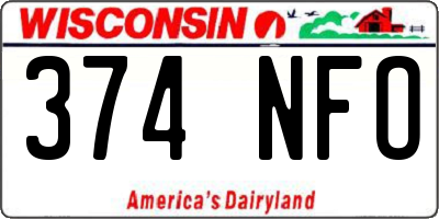 WI license plate 374NFO