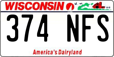 WI license plate 374NFS