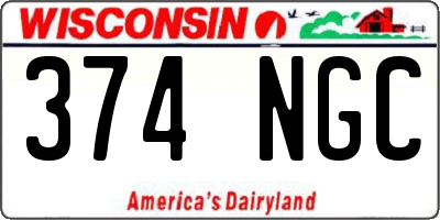 WI license plate 374NGC