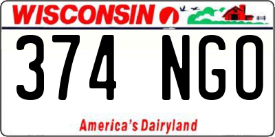 WI license plate 374NGO