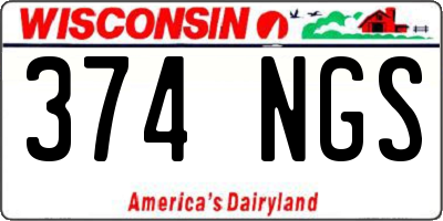 WI license plate 374NGS