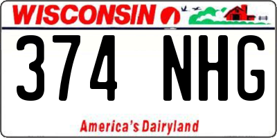 WI license plate 374NHG