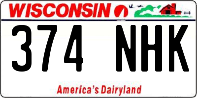 WI license plate 374NHK