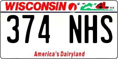 WI license plate 374NHS