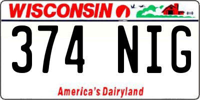 WI license plate 374NIG