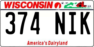 WI license plate 374NIK