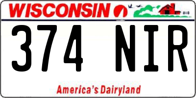 WI license plate 374NIR